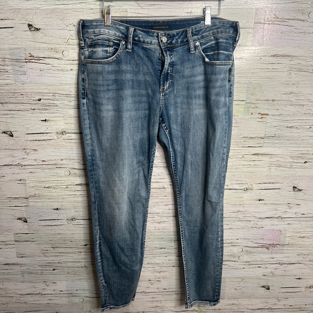 Silver Jeans Co Avery Slim Women’s Blue Plus Size 33 Power Stretch Zip